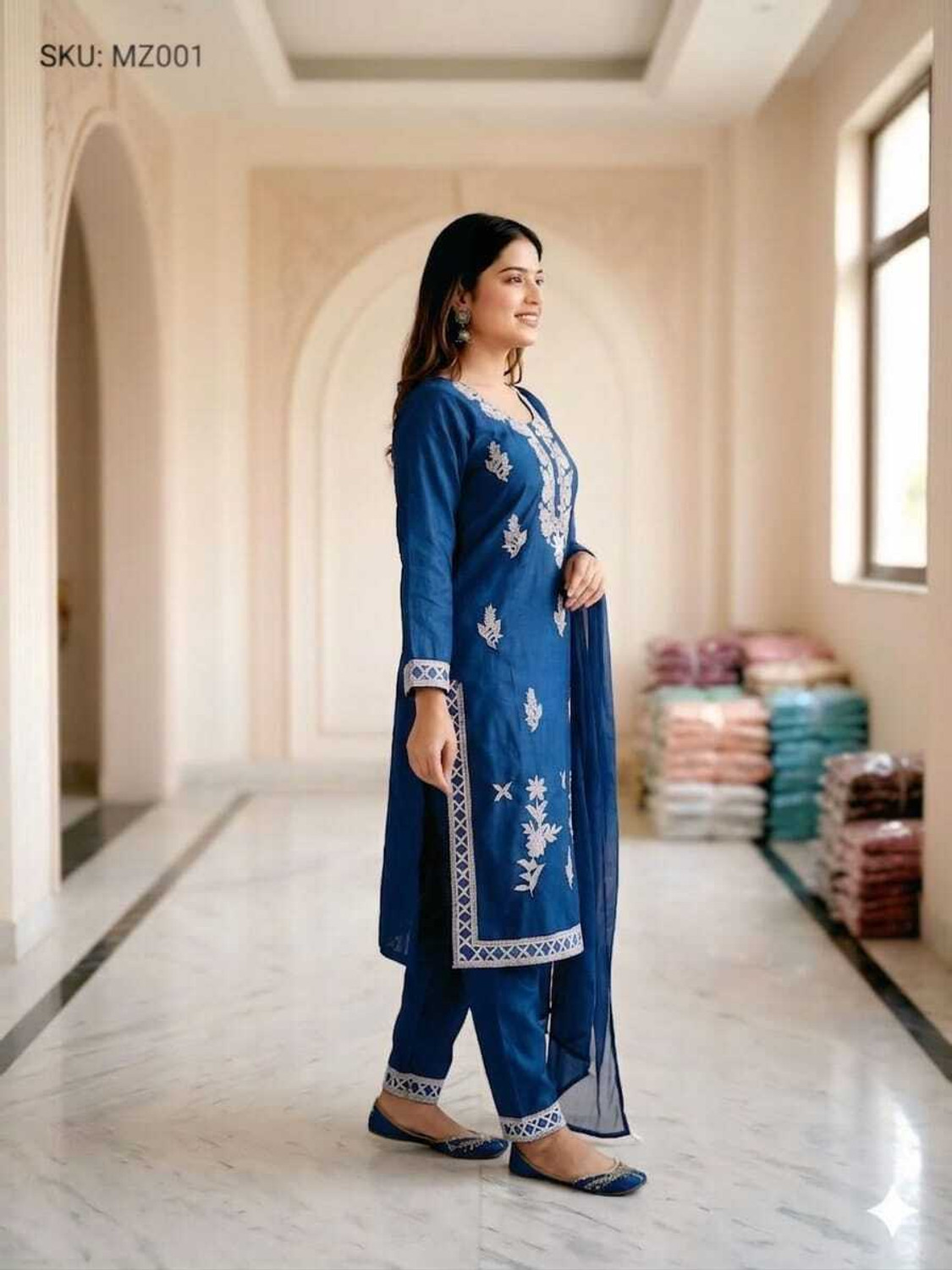 Image of FARHATFASHION Embroidered Kurta, Trouser /Pant & Dupatta Set