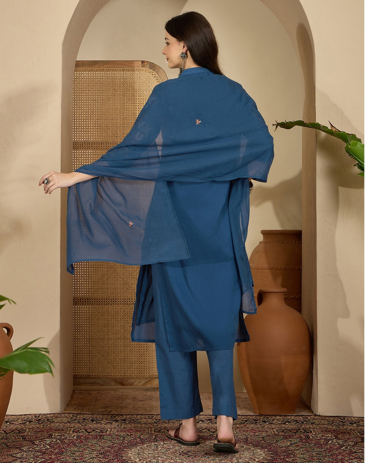 Image of Skylee Embroidered Kurta, Trouser /Pant & Dupatta Set