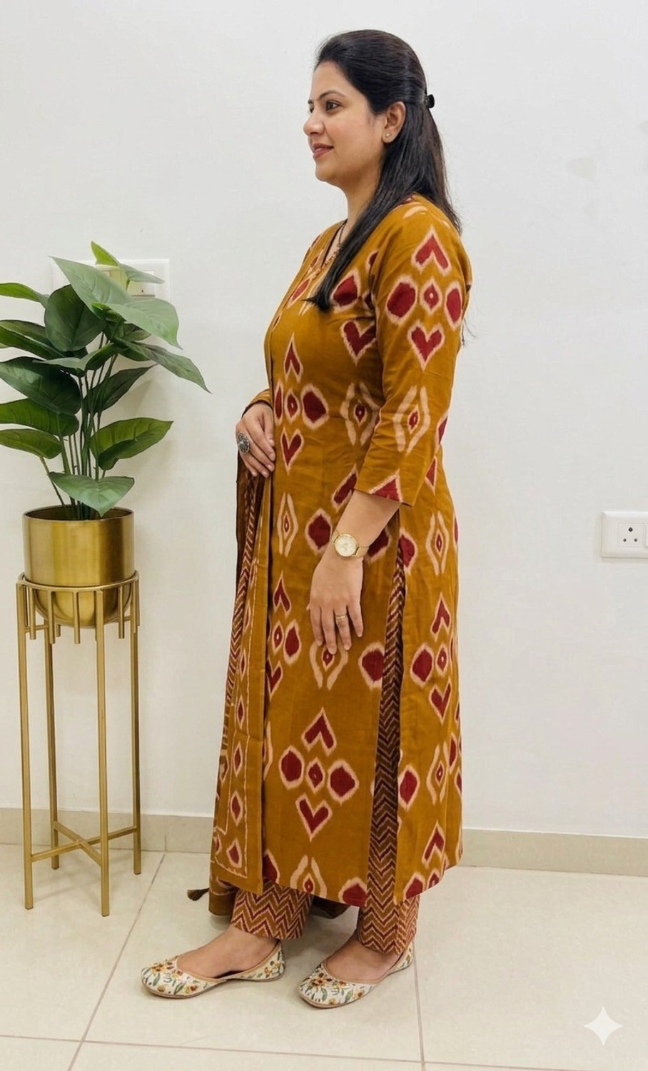 Image of FAB INN Printed Kurta, Trouser /Pant & Dupatta Set