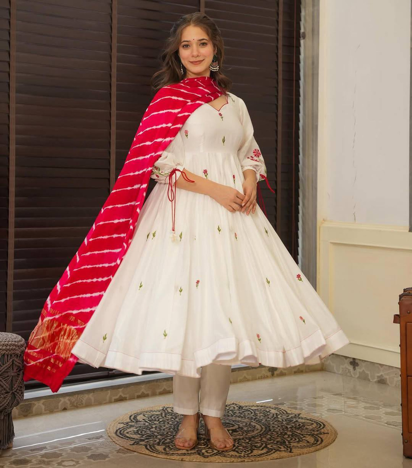 Image of AUREVA LIFESTYLE Embroidered Kurta, Trouser /Pant & Dupatta Set