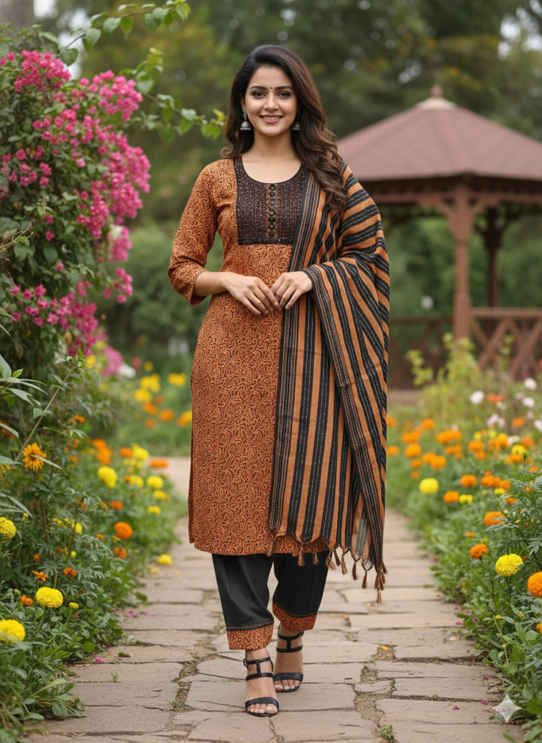 Image of EesaApparels Printed Kurta, Salwar & Dupatta Set