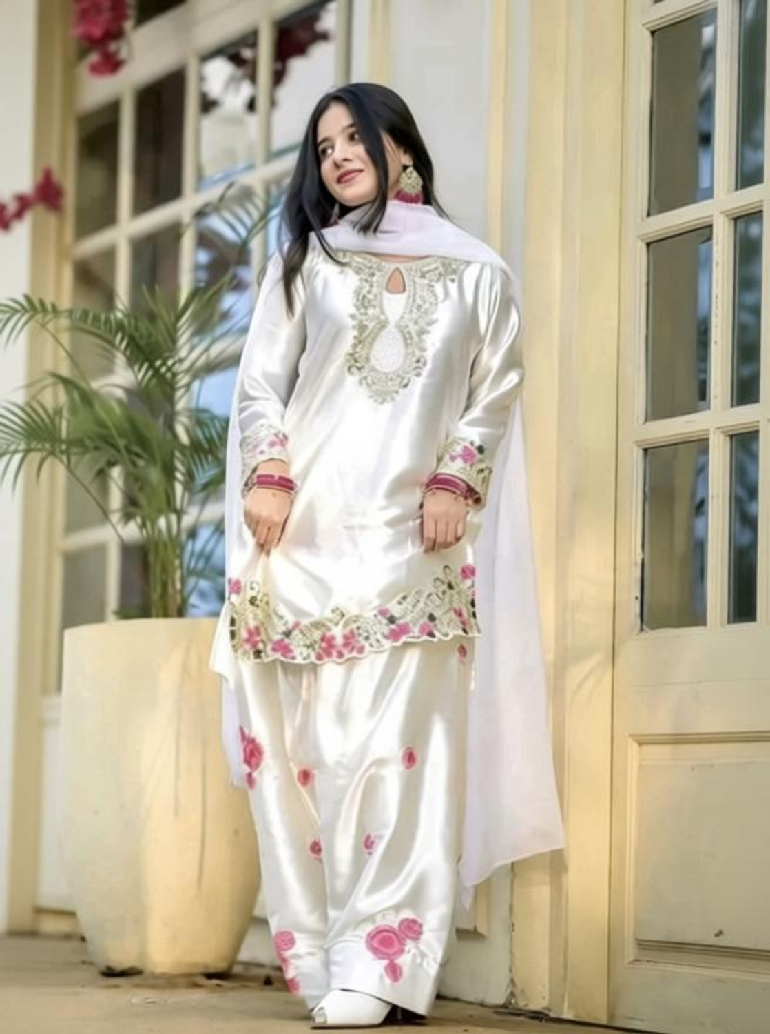 TEAL TITALI Embroidered Kurta, Patiala & Dupatta Set