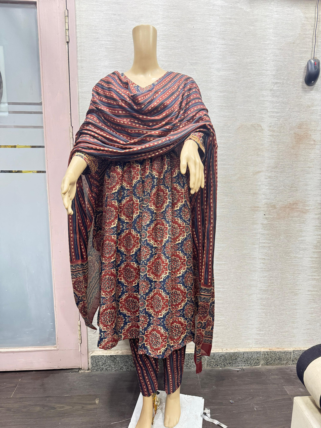Image of GNCollection Printed Anarkali Kurta, Bottom & Dupatta Set