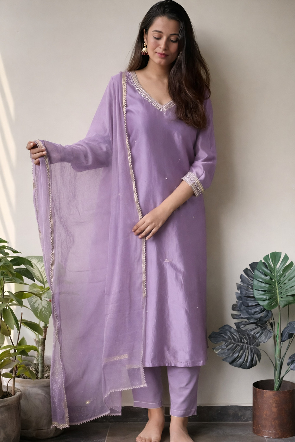 Image of CLIW Embroidered Kurta, Trouser /Pant & Dupatta Set