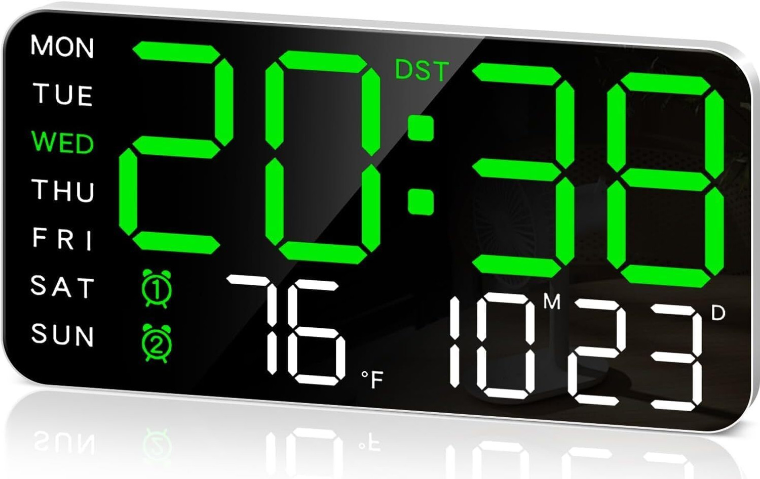 Image of AADGEX Digital Green White Clock