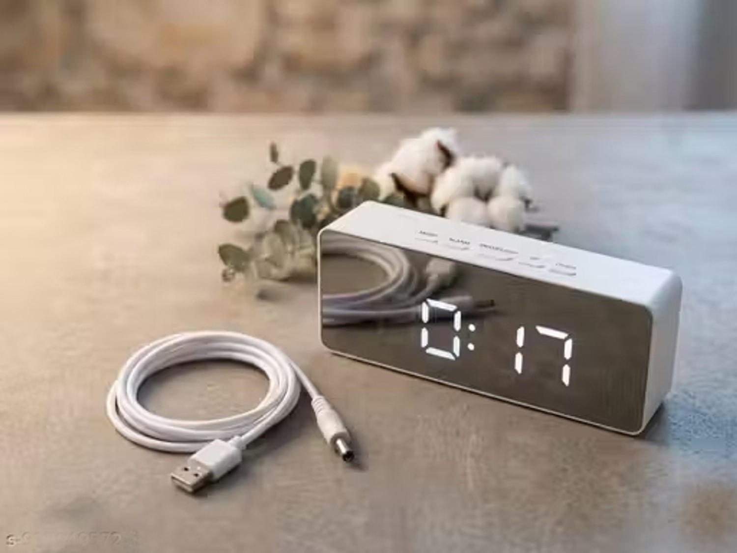 Image of GOTHI ENTERPRISES Digital Mirror LED Alarm Clock with Temperature Display Stylish Table Clock Sand Clock