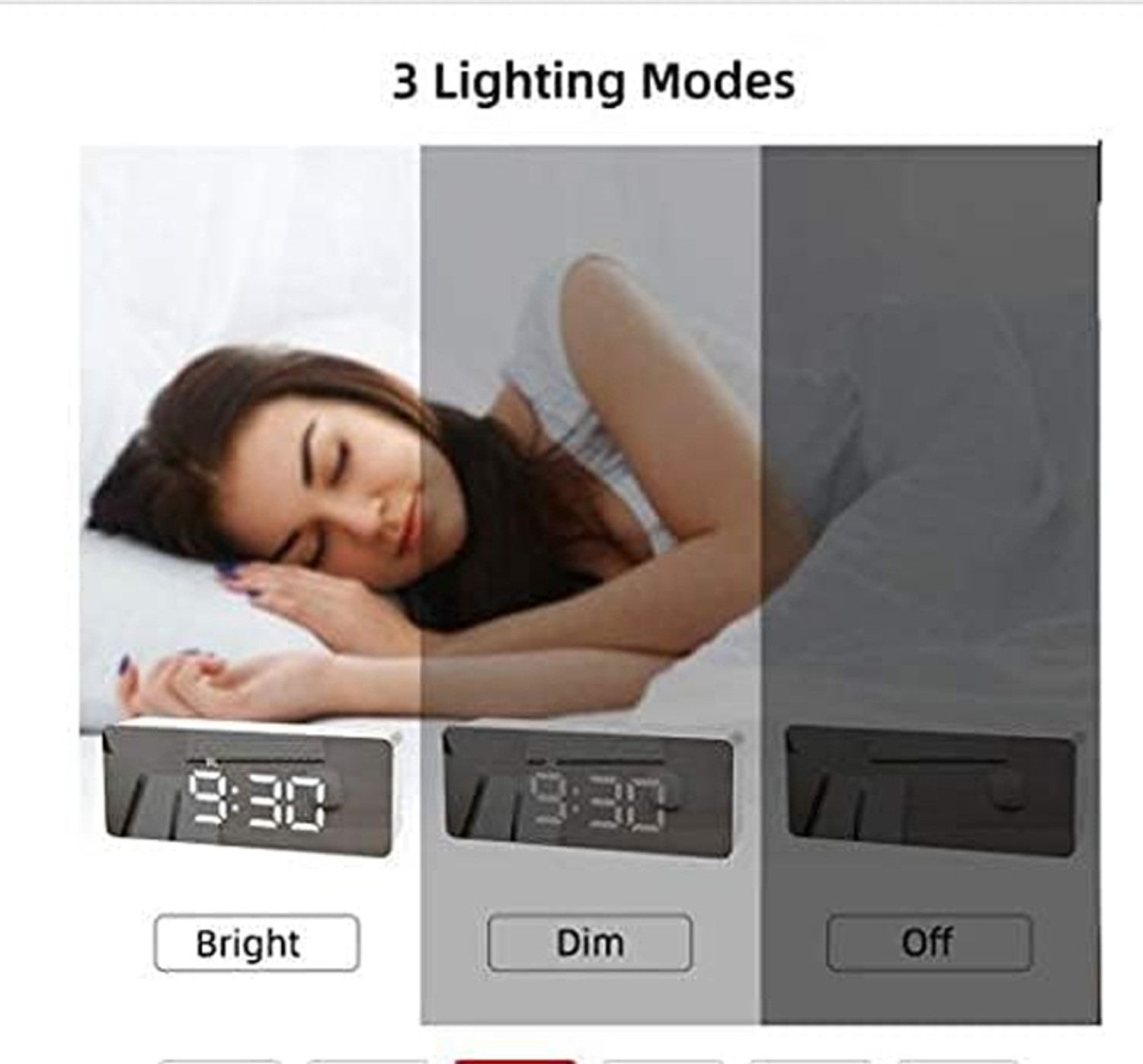 Image of GOTHI ENTERPRISES Digital Mirror LED Alarm Clock with Temperature Display Stylish Table Clock Sand Clock