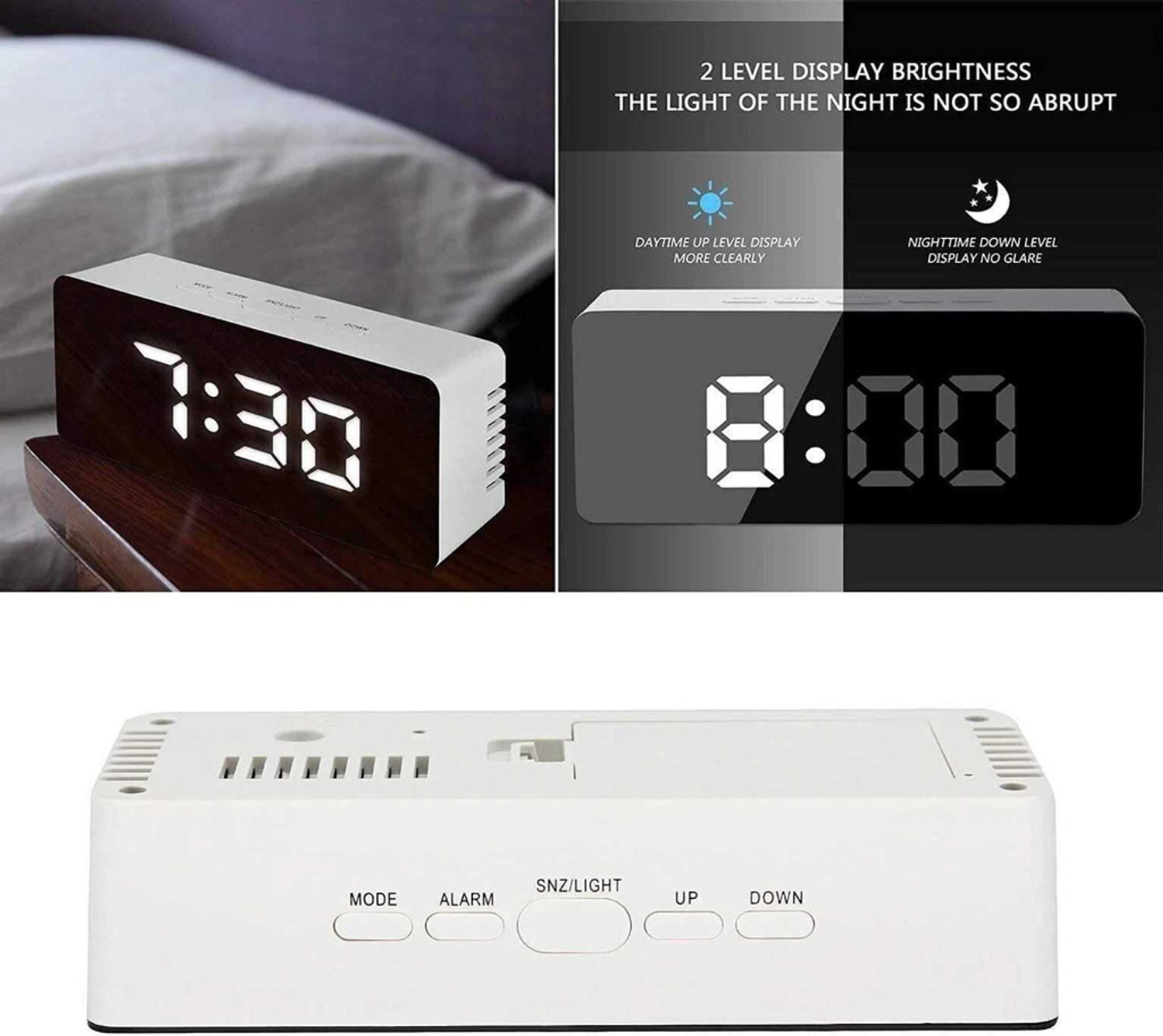Image of GOTHI ENTERPRISES Digital Mirror LED Alarm Clock with Temperature Display Stylish Table Clock Sand Clock