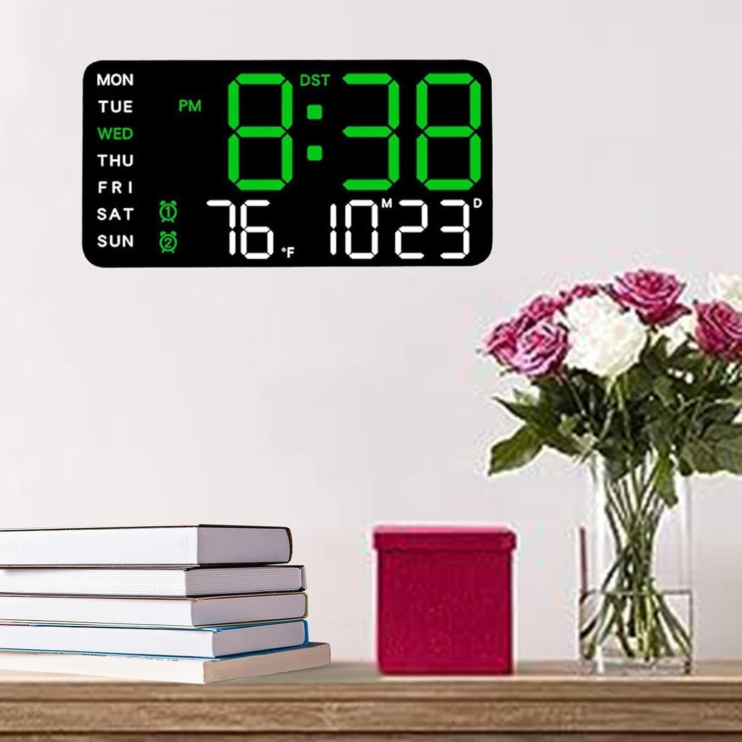Image of AADGEX Digital Green White Clock