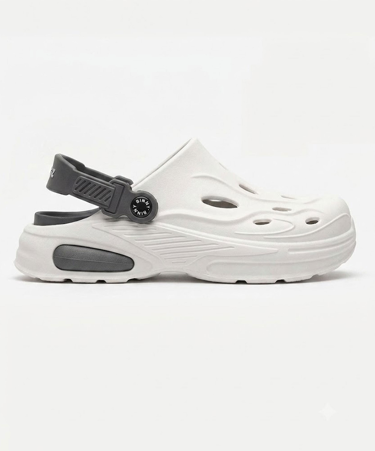 Image of Binny Unisex Clogs Sandal (White, Grey, 10)