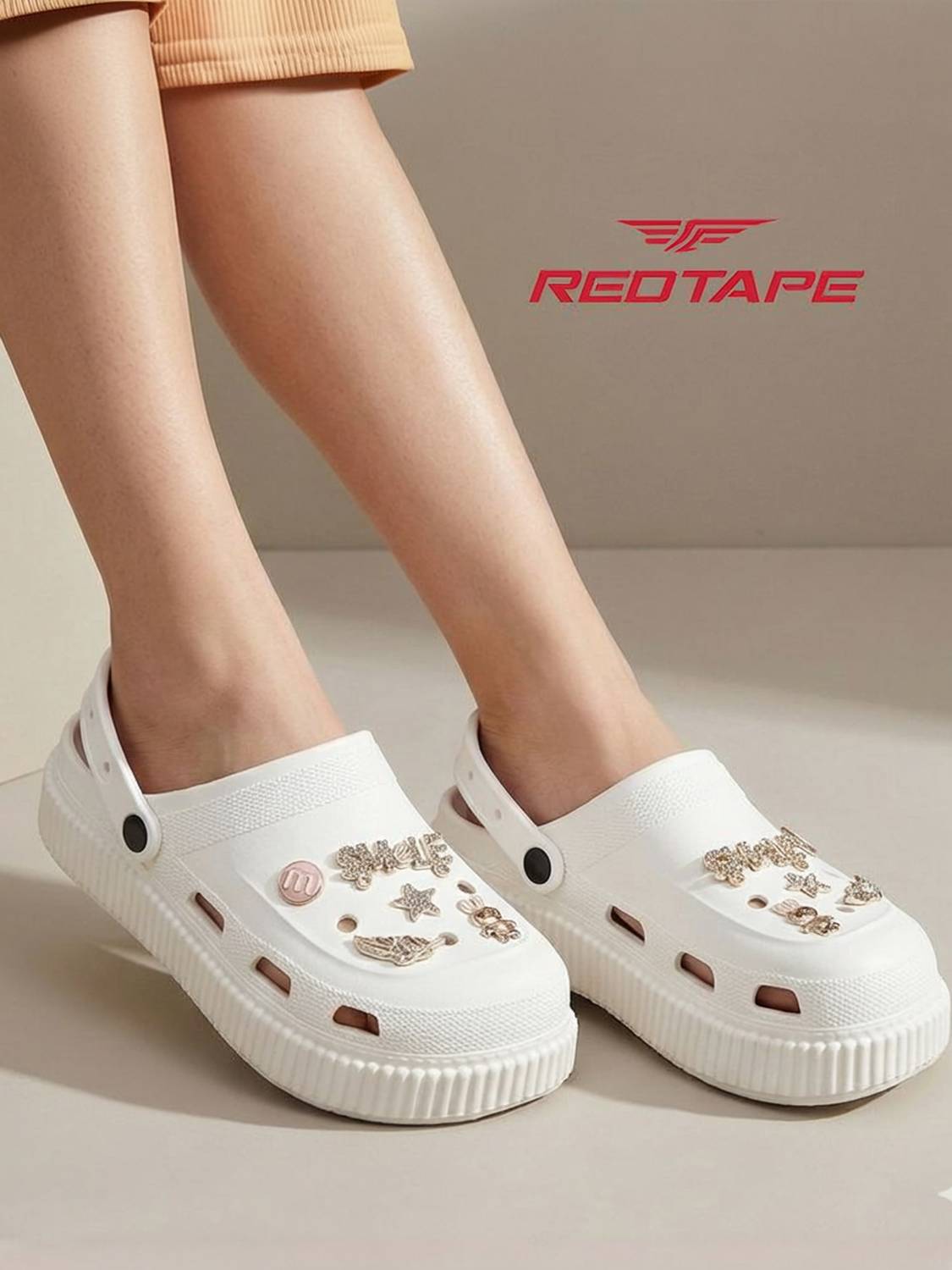 REDTAPE Women Clogs Sandal (White , 8)
