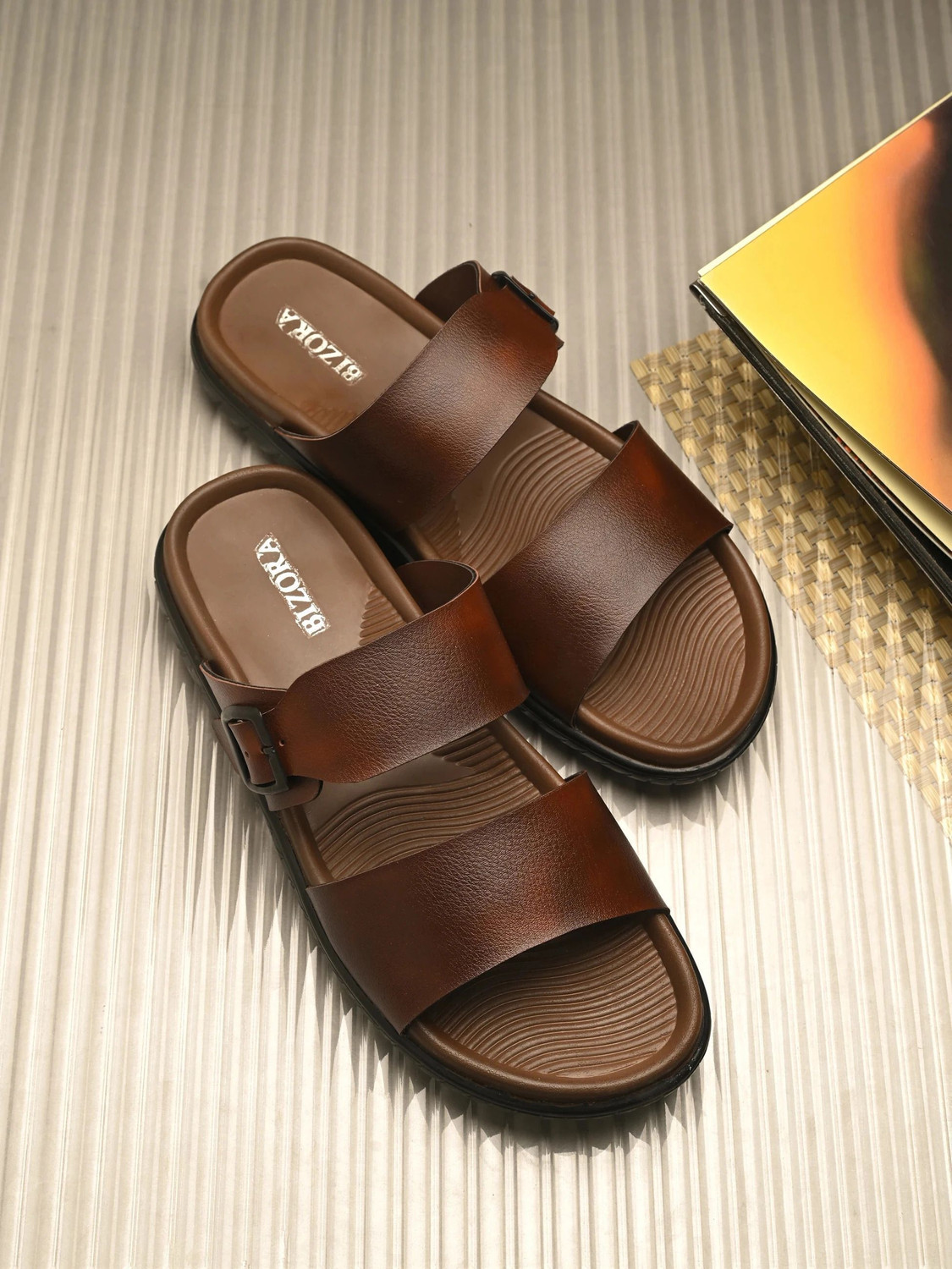 Image of BIZORA Men Sandals With Premium Buckle Strap Casual Sandals for Men Sandals