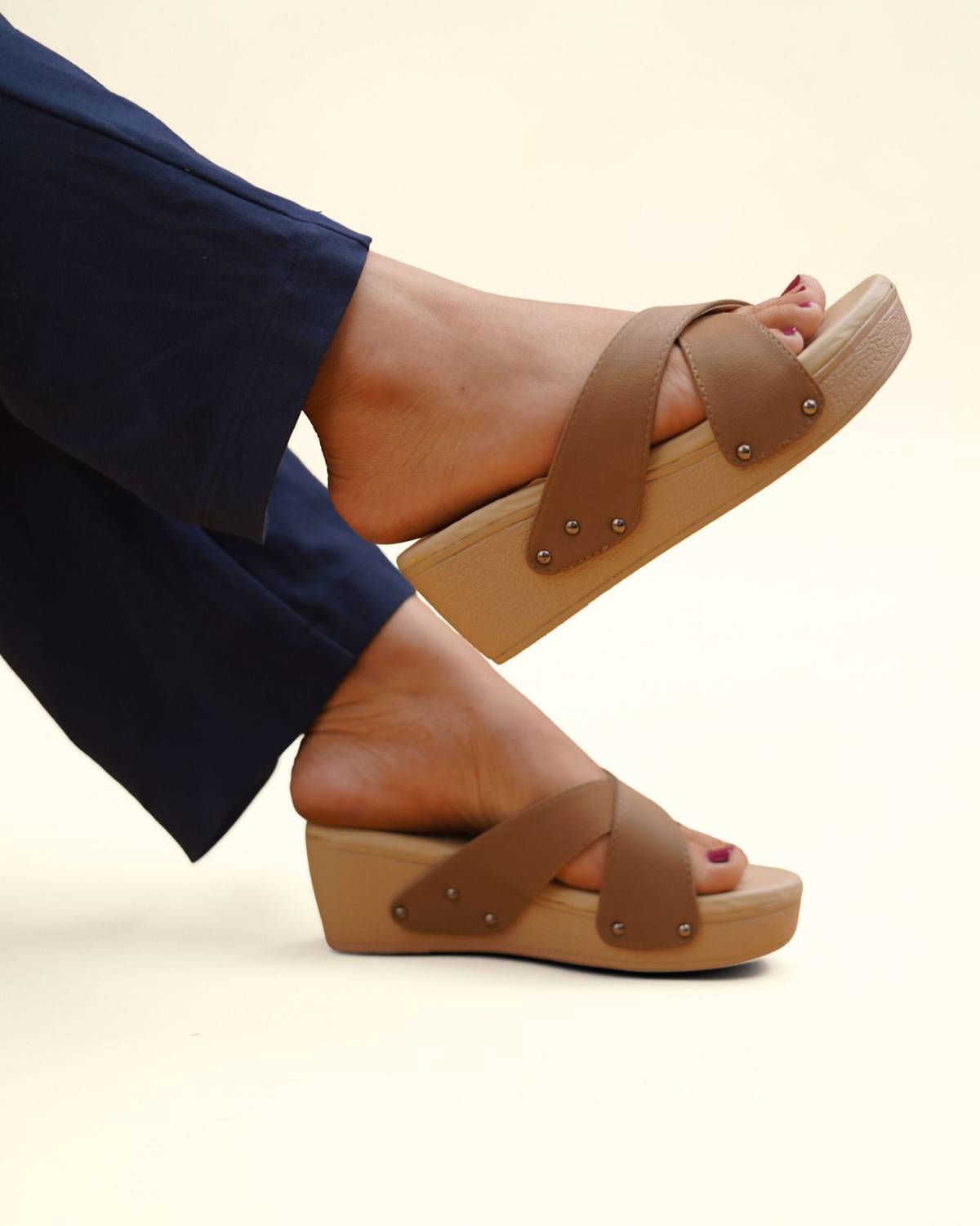 patriarchy Women Heels Sandal (Brown , 8)
