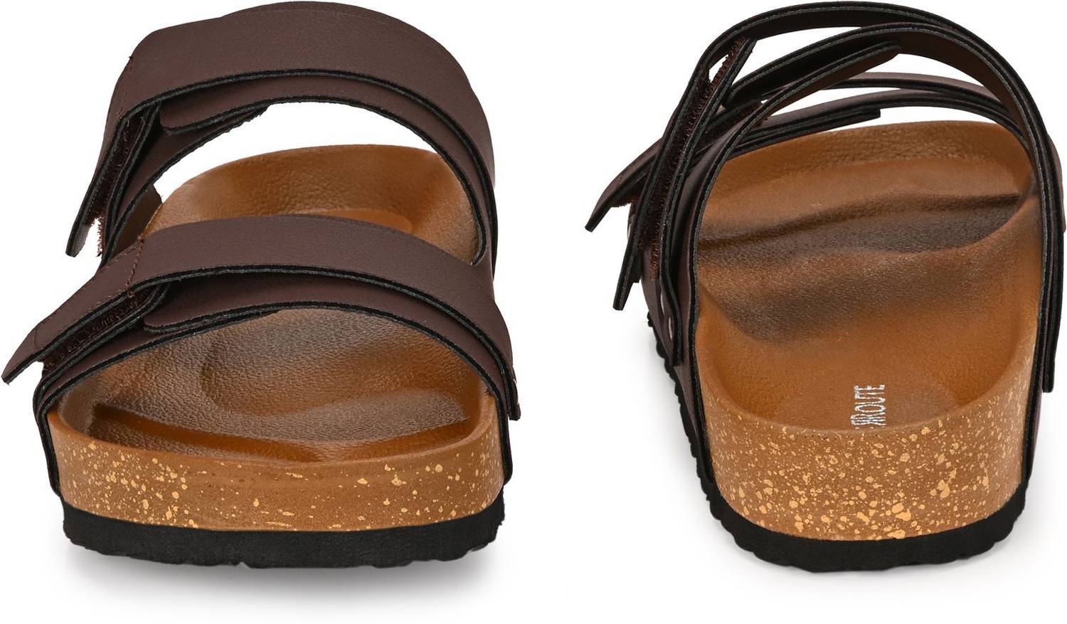 UNDERROUTE Men's Brown Dual Strap Buckle Sandals - Image 5