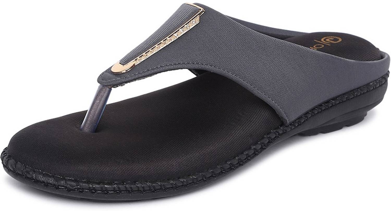 ORTHO JOY Women Wedges Sandal (Grey , 6)