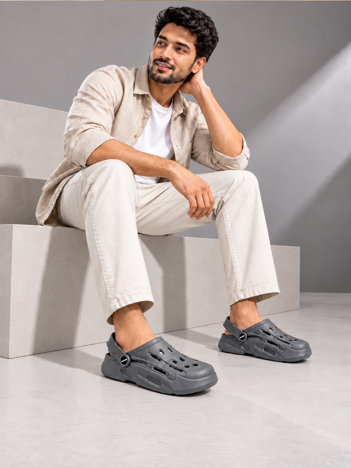 Image of action Men COOL-1001 Trendy Comfortable Lightweight Breathable Casual Slip-On Sandal (Grey, 6)
