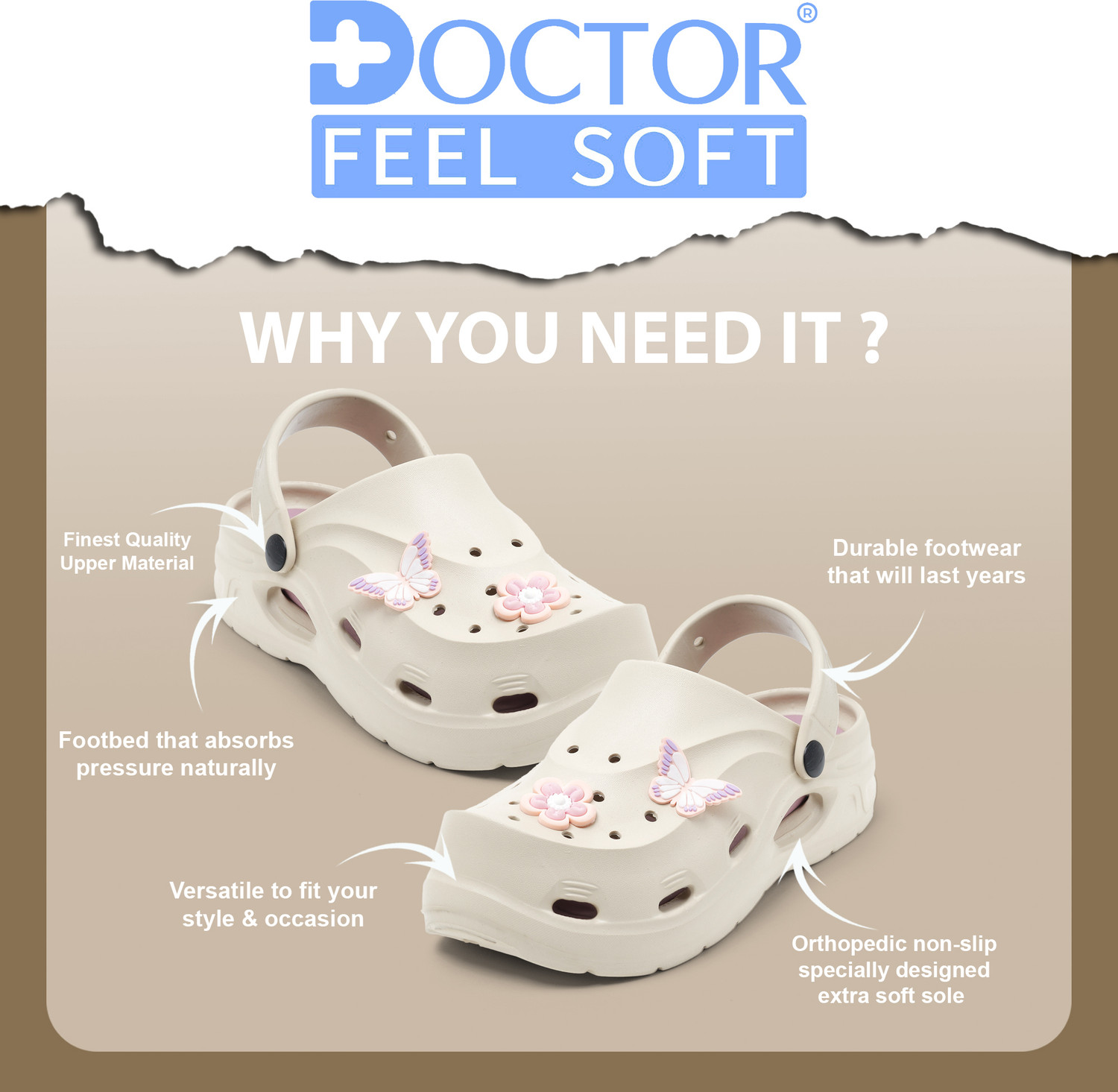 Image of DOCTOR FEEL SOFT Women Walking Comfort|Soft Footbed|EVA Sole|Lightweight|Anti-Slip Clogs Women Clogs