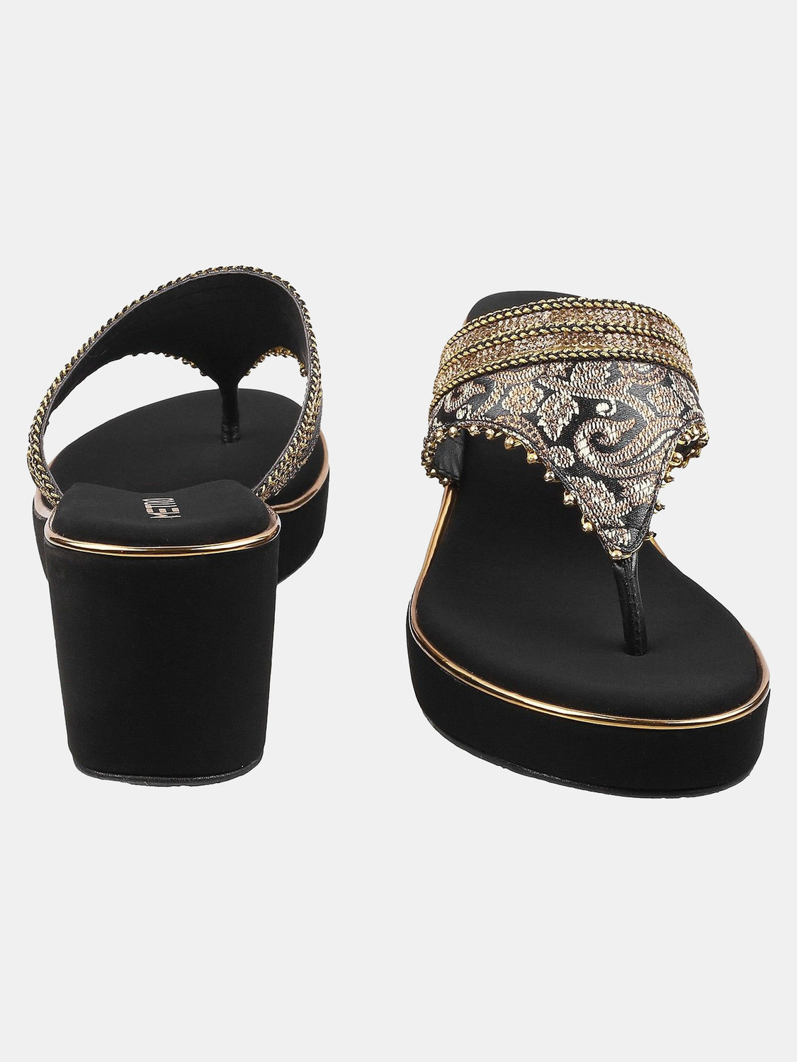 Image of METRO Women Wedges Sandal (Black, 7)