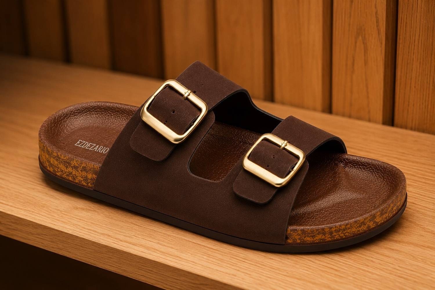 EZDEZARIO Men Slides Brown - Image 1