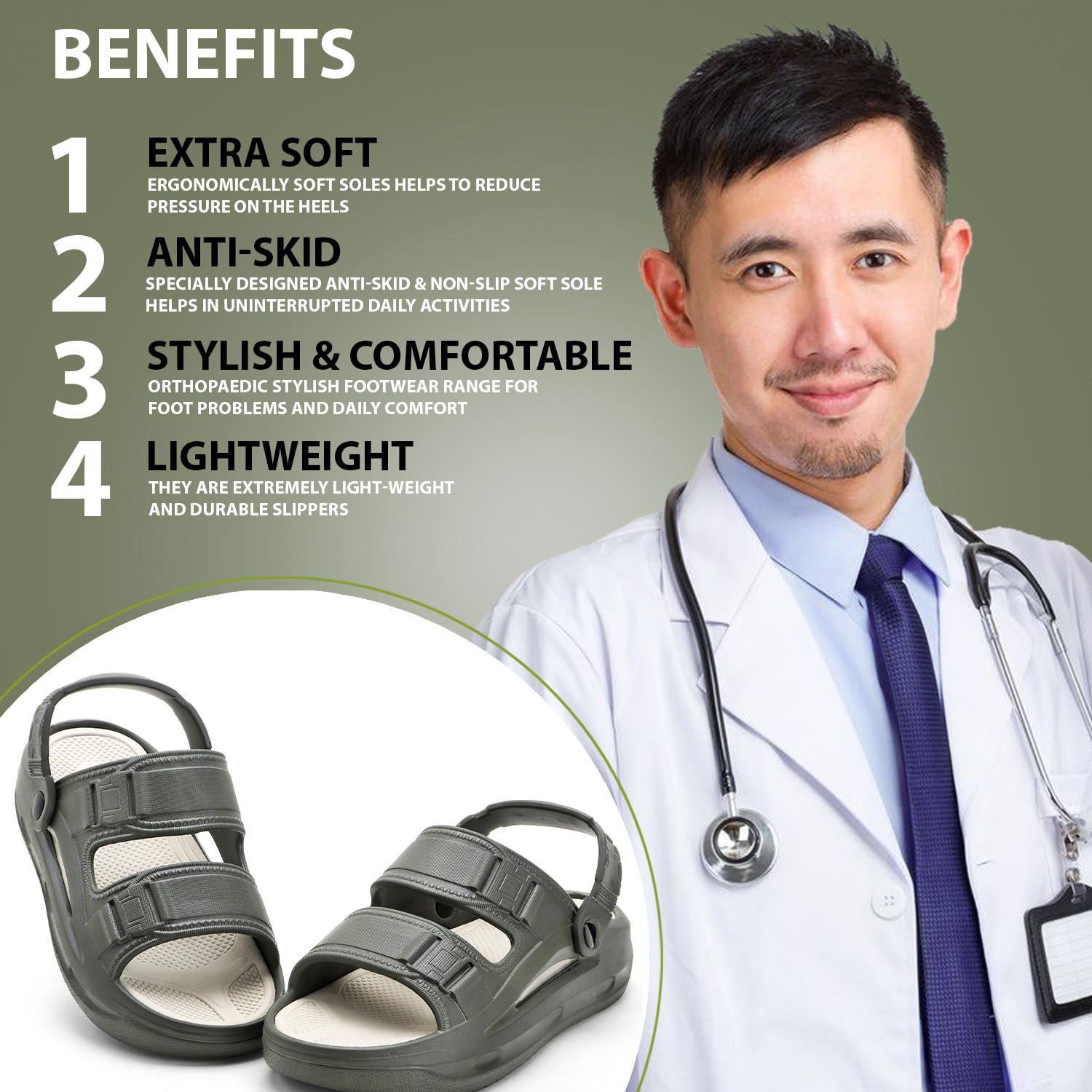 Image of Doctor Health Super Soft Men's Athletic Sports Sandals|Lightweight|Comfortable|Non-Slip Outdoor Footwear Men Sports Sandals
