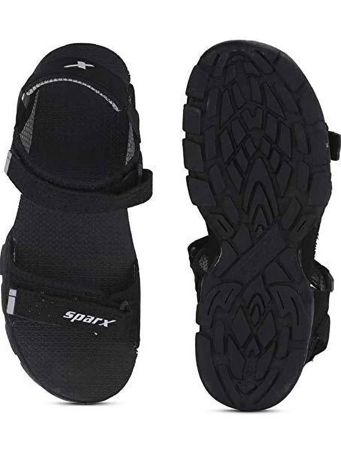 Sparx पुरुषों के लिए काला, ग्रे स्पोर्ट्स सैंडल - Image 1