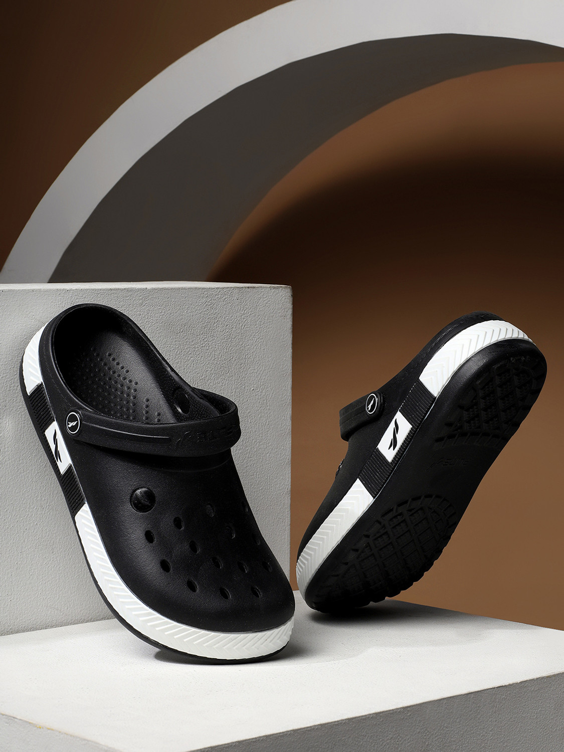 Image of FLITE Men Casual Sandal (Black, White, 9)