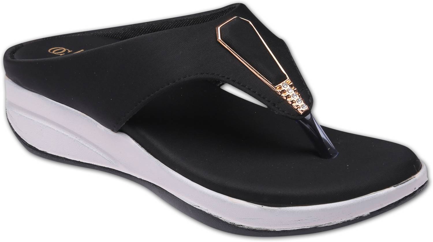 ORTHO CLUB Women Casual Sandal (Black , 6)