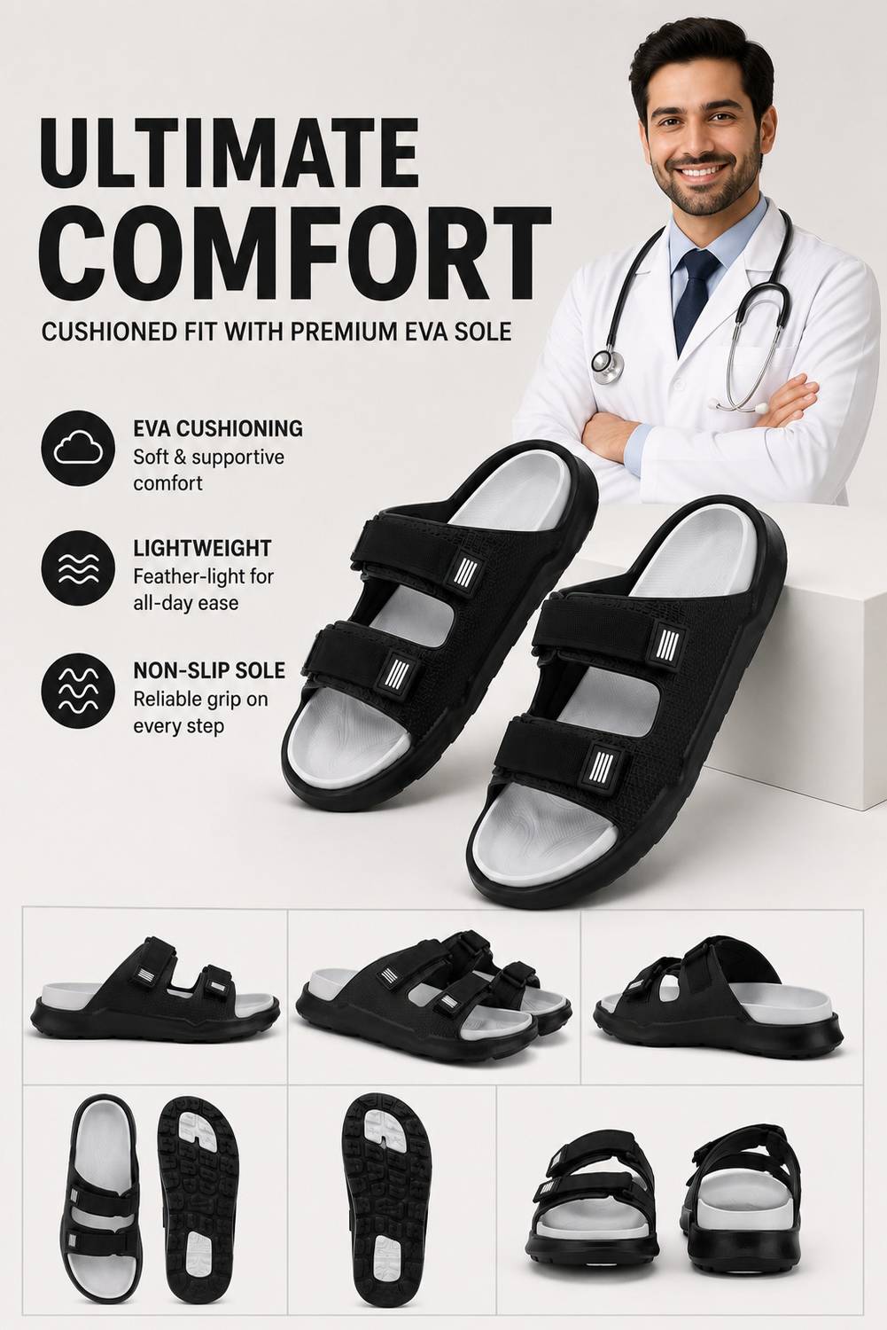 NOBELITE Men Black Sandals - Image 3