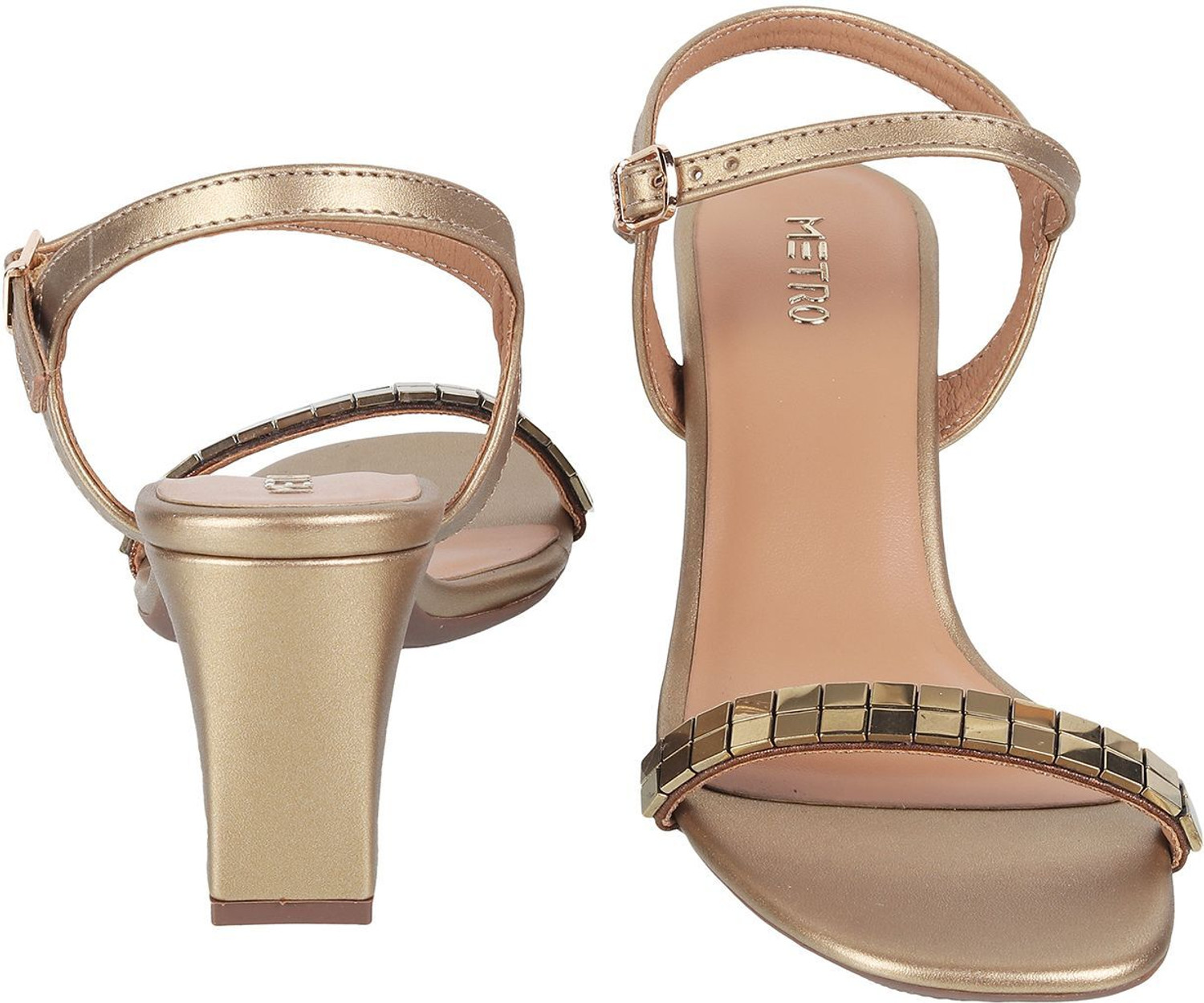 Image of METRO Women Heels Sandal (Gold, 3)
