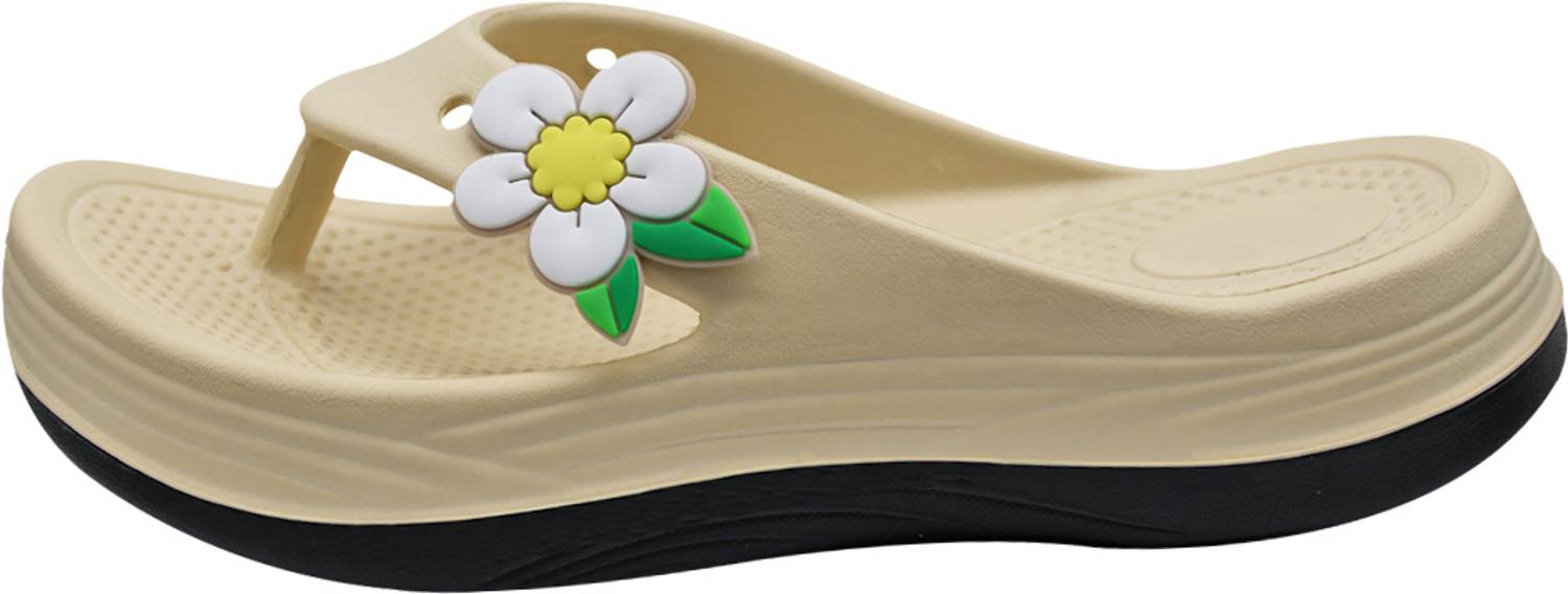 Adda Women Flats Sandal (Beige, Black , 7)