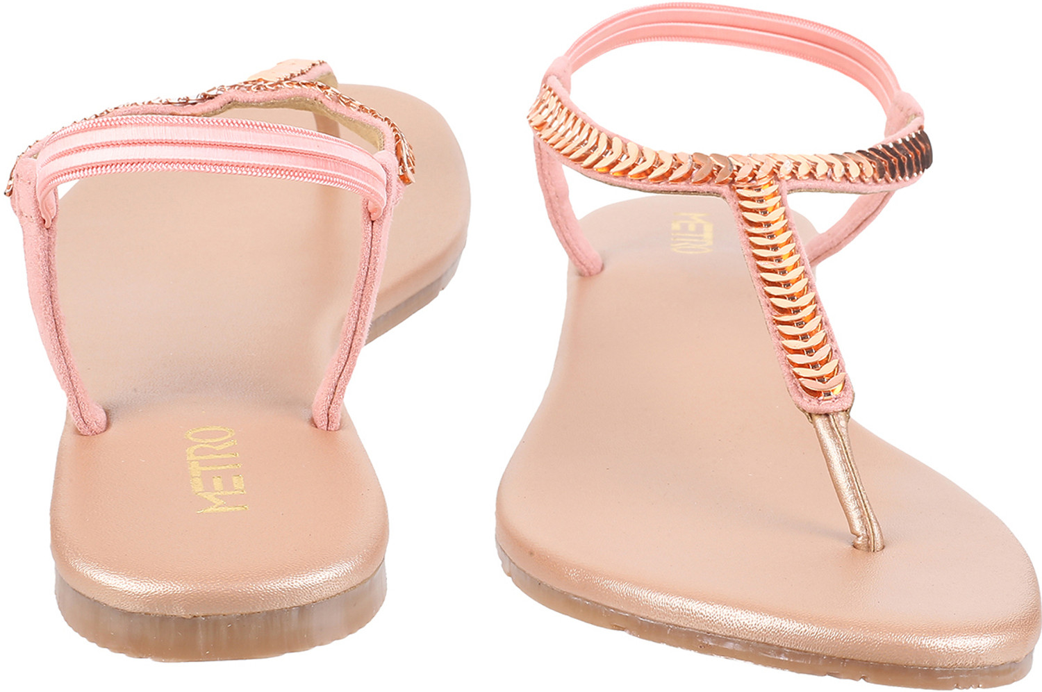 Image of METRO EmbellishedT-StrapFlatsWithBackstrap Women Flats
