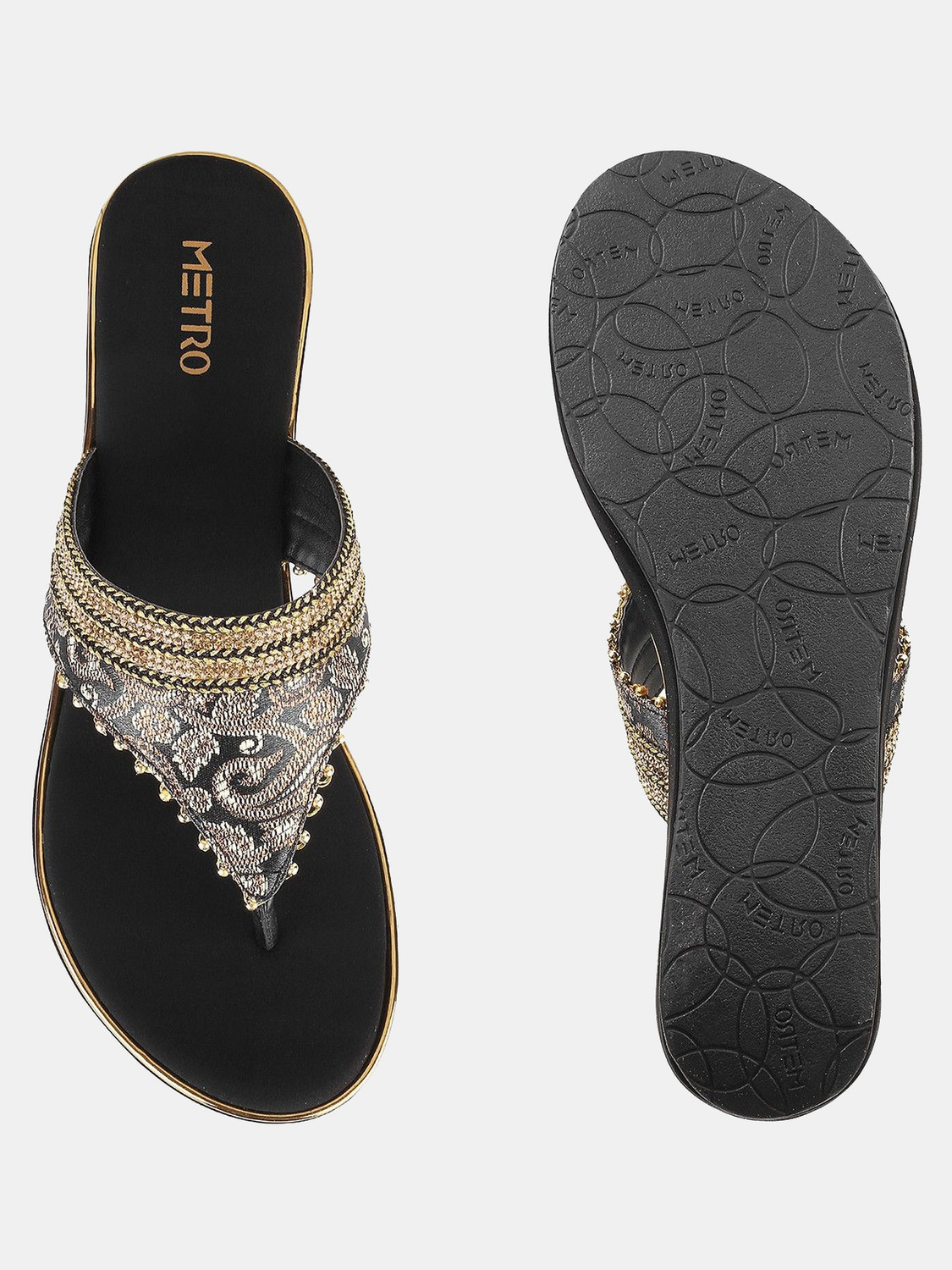 Image of METRO Women Wedges Sandal (Black, 7)