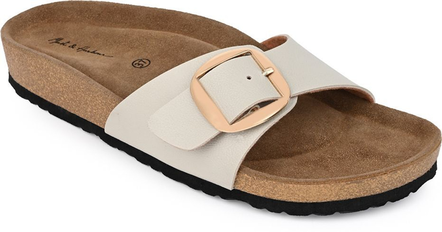 Image of Mast & Harbour Women Flats Sandal (Beige, 6)