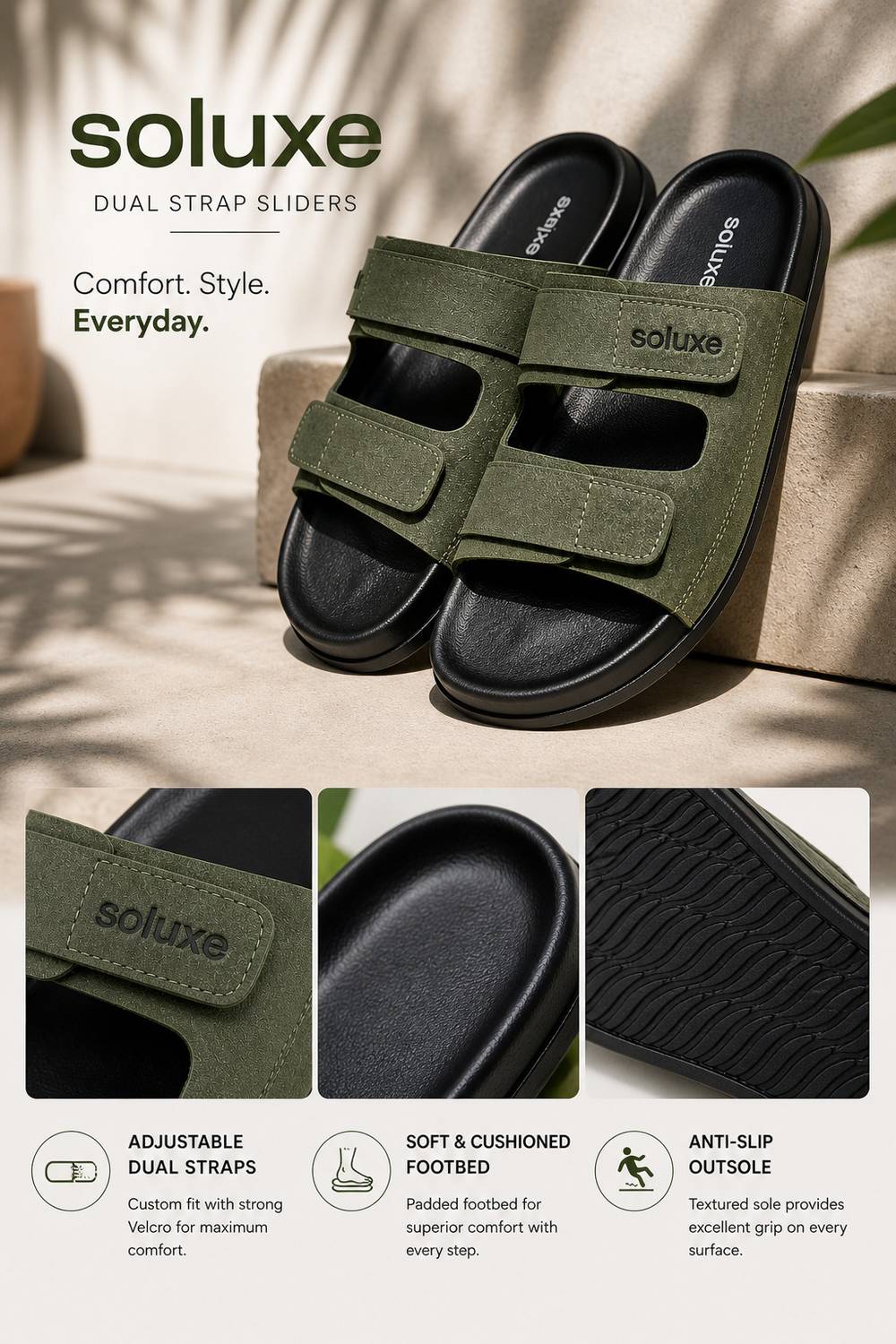 Soluxe Men Green Sandals - Image 2