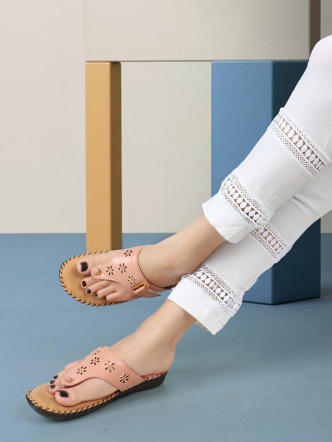 Denill Women Flats Sandal (Pink, Pink , 5)