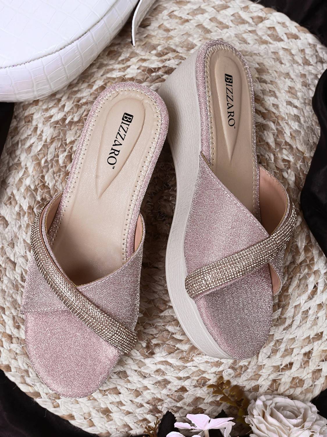Bizzaro BZ303 Lightweight Soft Cushion Comfort Easy Solid Slip-OnWedges Party Women Wedges