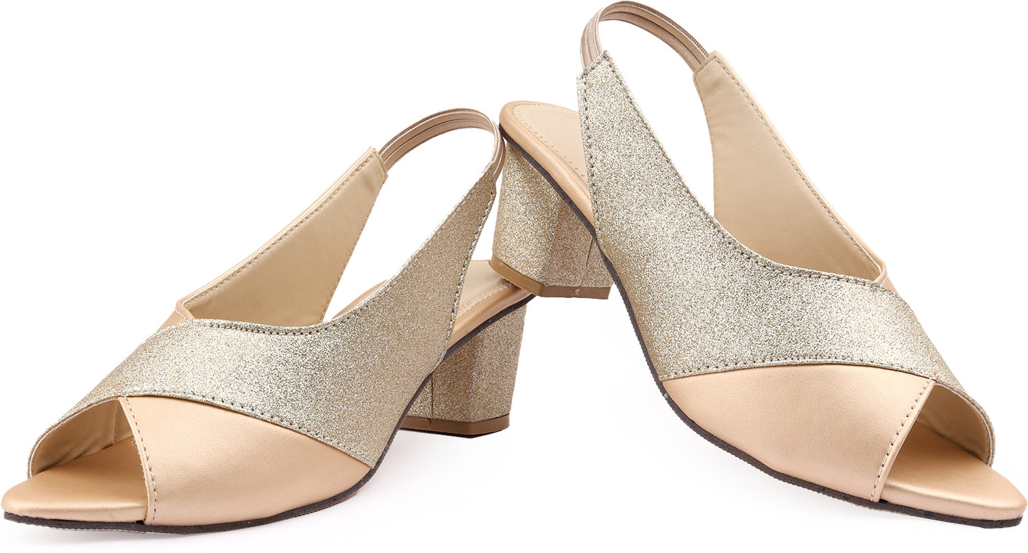 Image of Shozie Women Heels Sandal (Beige, Gold, 4)