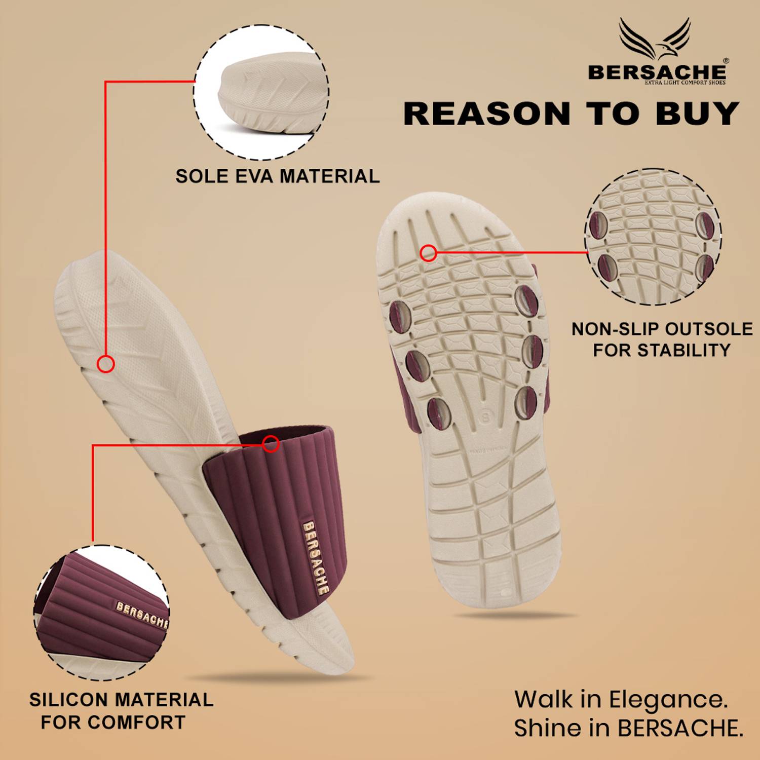 BERSACHE Men Beige Flip Flops - Image 5