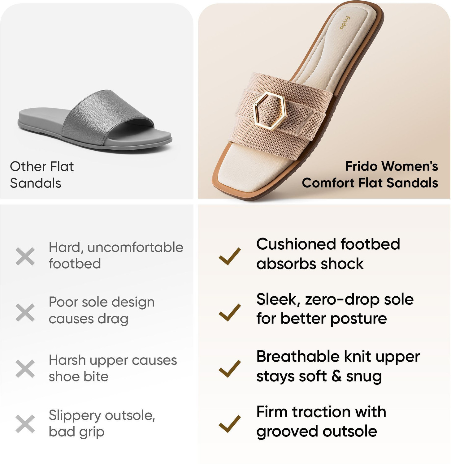 Image of Frido Comfort Flat Stylish Footwear With Cushioned Zero-Drop Sole, Padded Knit Upper Women Flats