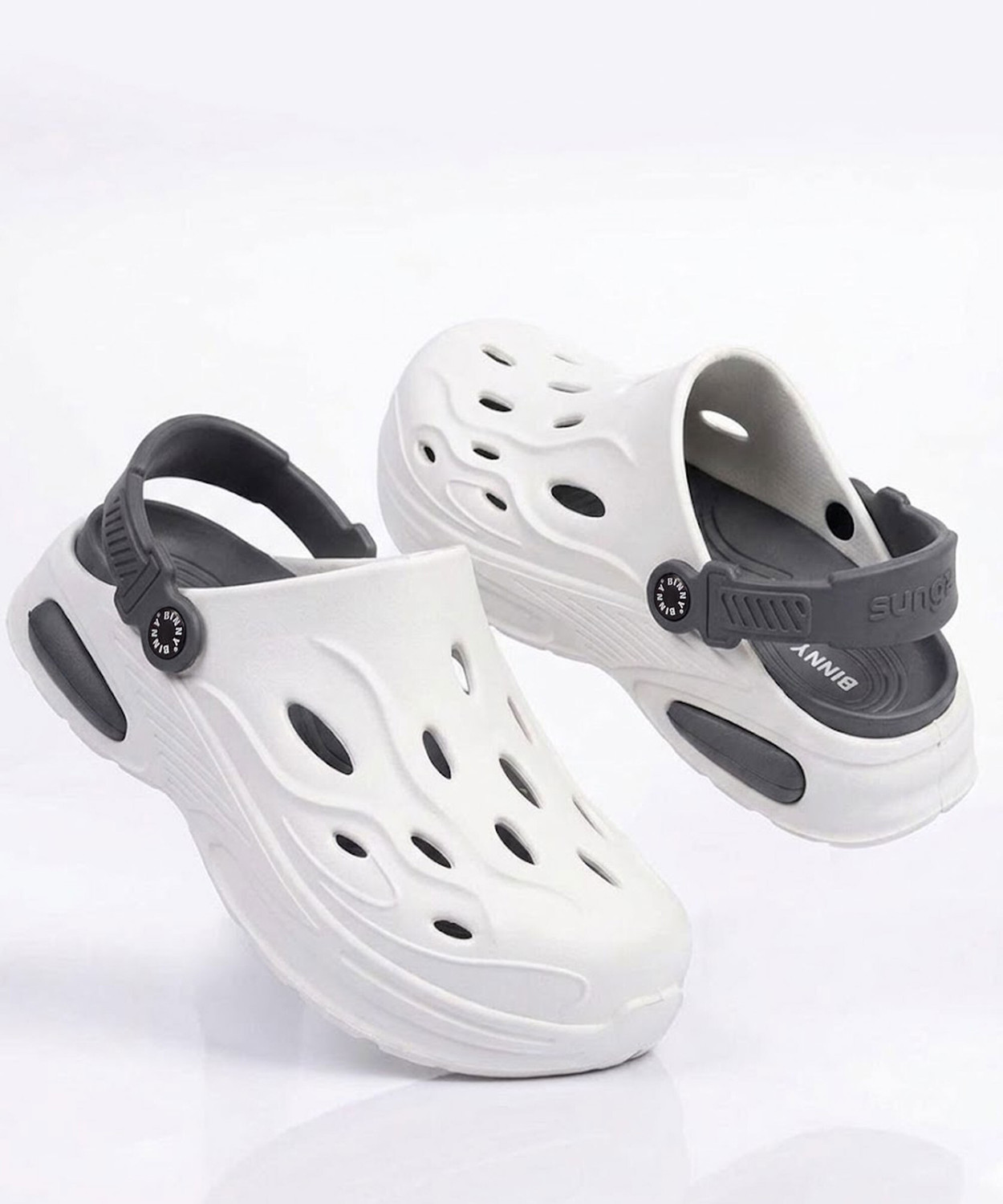 Image of Binny Unisex Clogs Sandal (White, Grey, 10)