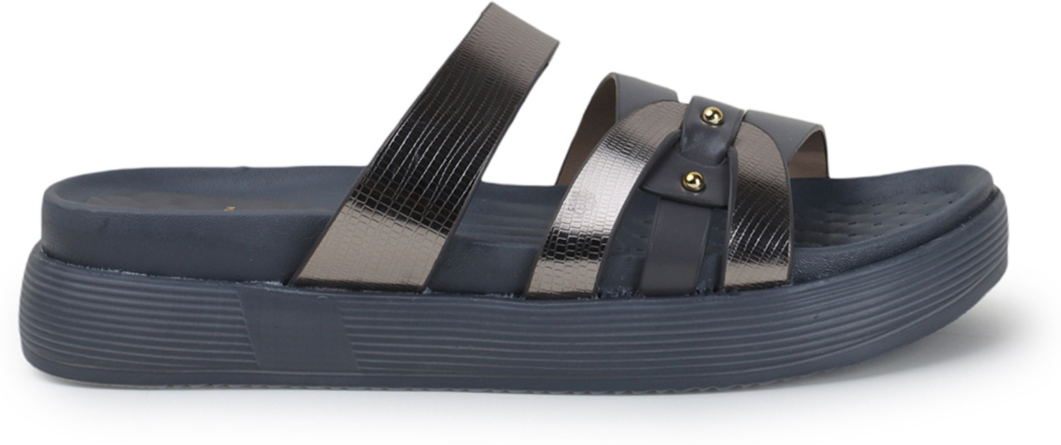 Image of CARLTON LONDON Women Women's Textured Platform Sandals Casual Sandal (Grey, 3)