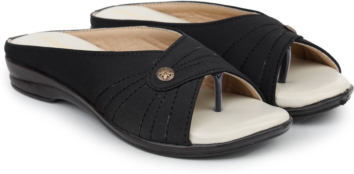 Global India Women Casual Sandal (Black , 6)