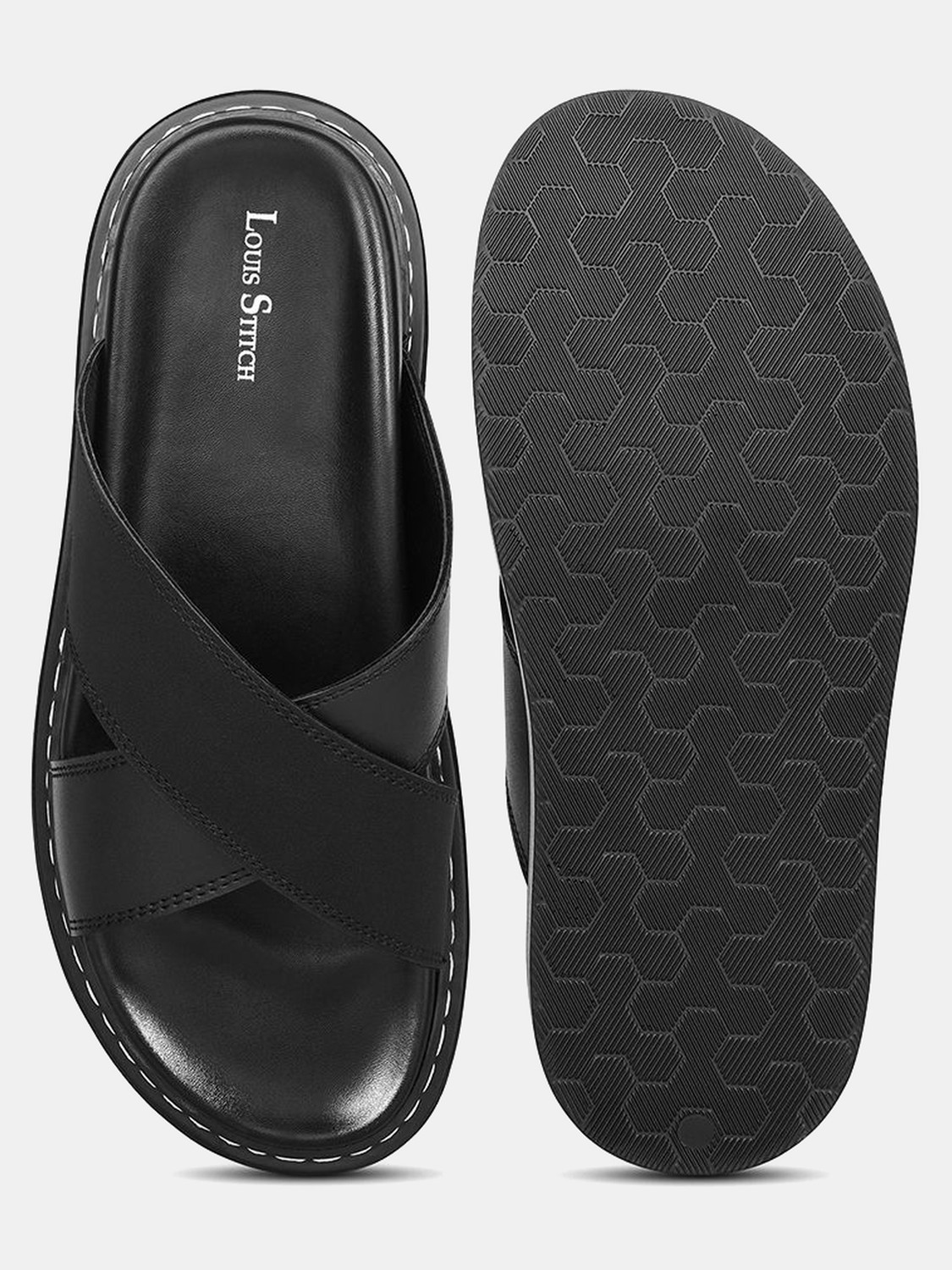 Image of LOUIS STITCH Jet Lightweight Cross Strap Slip-On with PU Cushion Sole Men Sandals