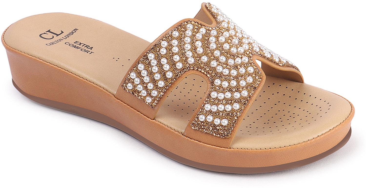 Image of CARLTON LONDON Women's Embellished Wedge Slip-On Sandals Women Heels