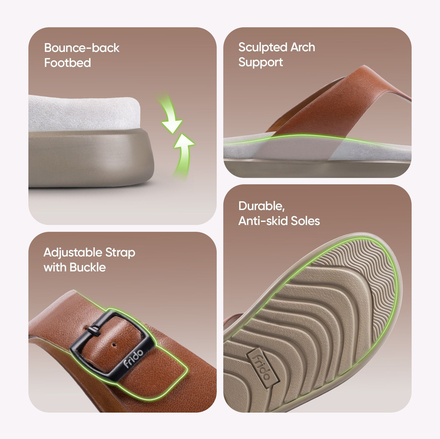 Image of Frido Cloud Comfort Diabetic Ortho Arch Support for Pain Relief Anti-Skid Sole Cushion Men Sandals