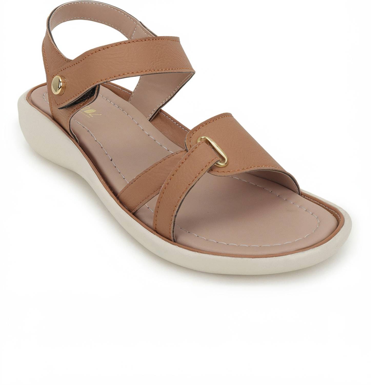 VENDOZ Women Flats Sandal (Tan , 4)