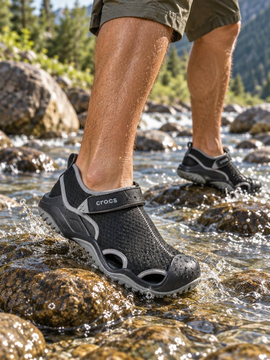CROCS Swiftwater Mesh Deck Men Clogs Black - Image 1