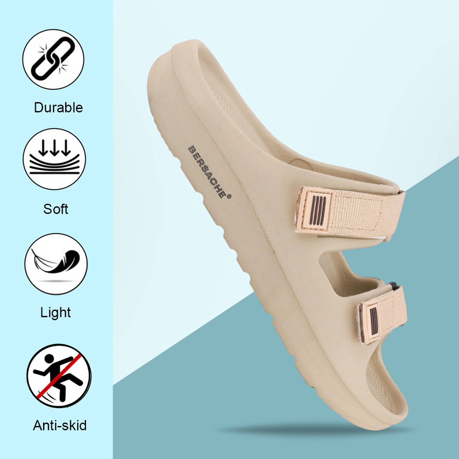Image of BERSACHE Men Wedges Sandal (Beige, 12)