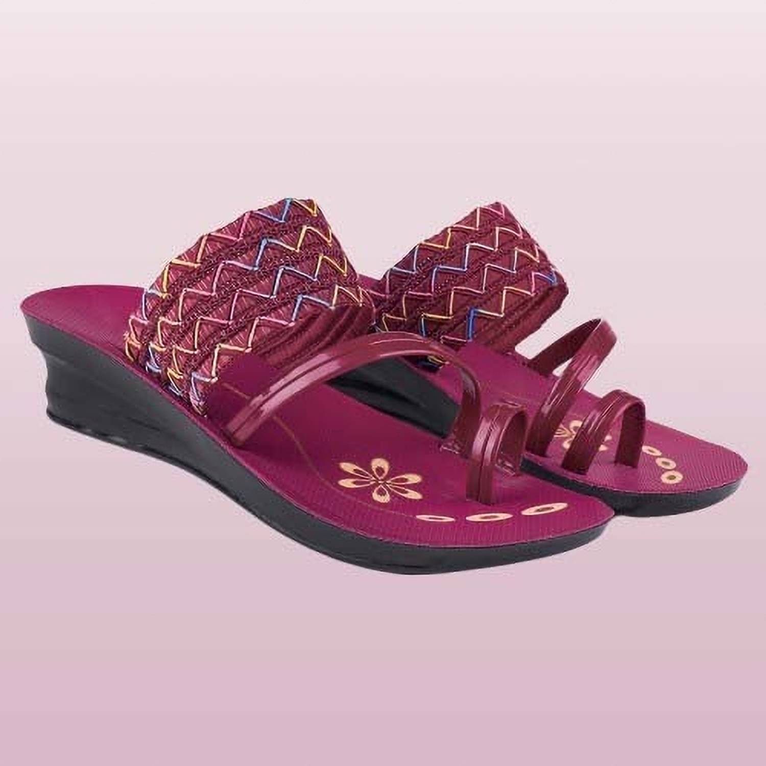Pennen Women Casual Sandal (Maroon , 8)