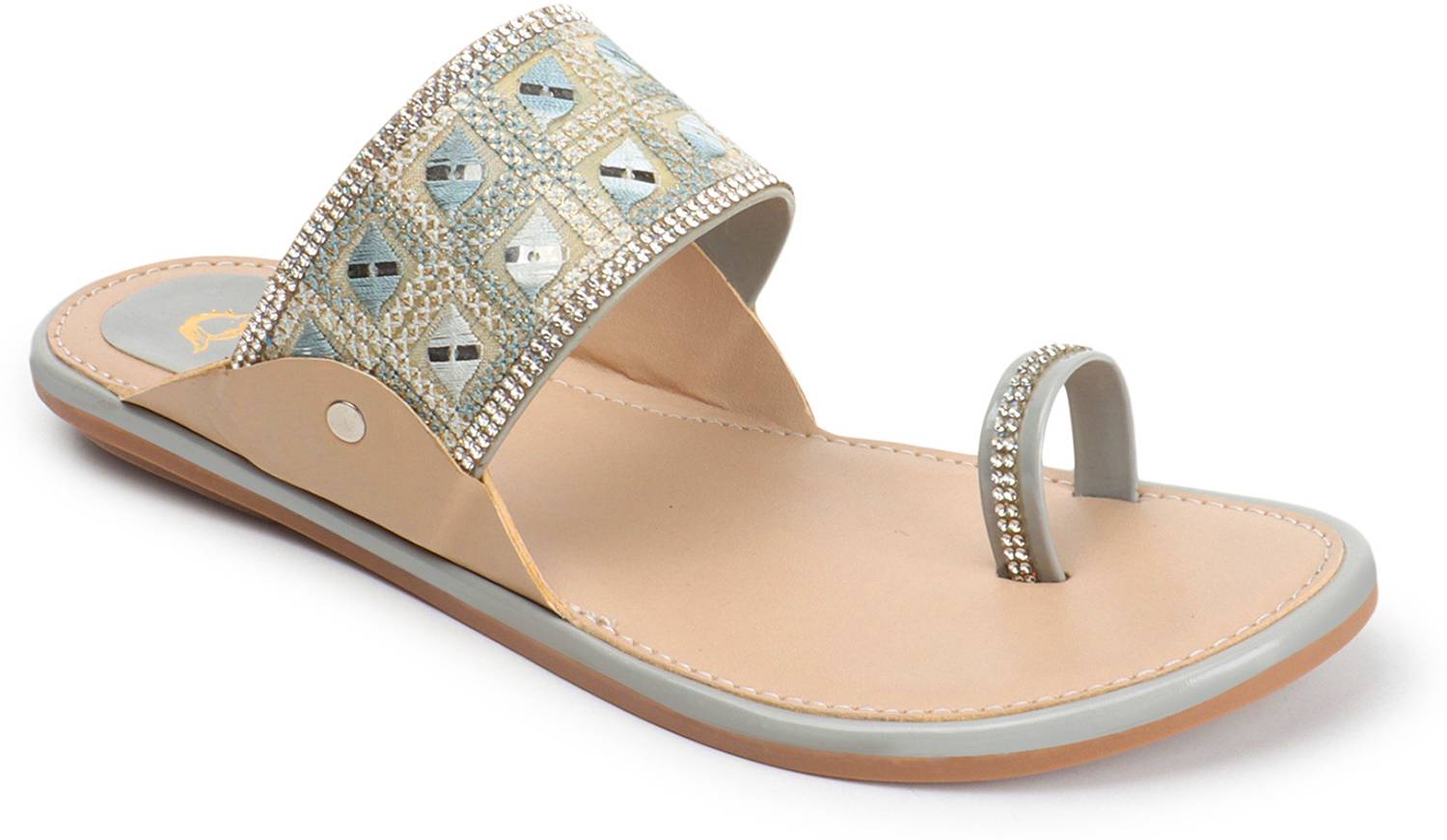 ladies hub Women Flats Sandal (Grey , 4)
